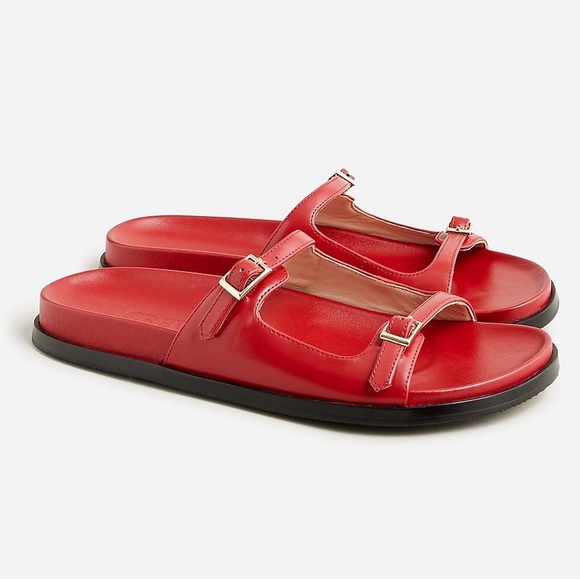 J. Crew Colbie Buckle Sandals in Red Leather - Picture 1 of 6
